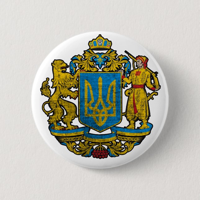 National Emblem Ukraine 6 Cm Round Badge (Front)