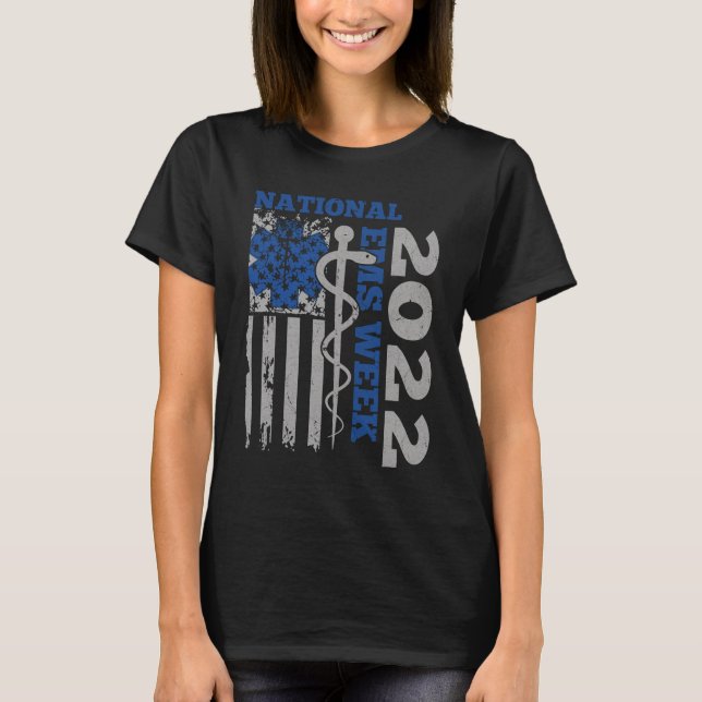 National EMS Week 2022 USA Flag T-Shirt (Front)