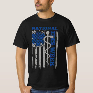 National EMS Week USA Flag Emergency Medical Servi T-Shirt