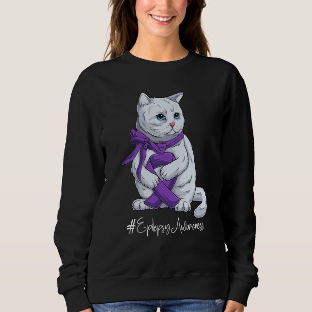 National Epilepsy Awareness Month Purple Ribbon Cu Sweatshirt (Front)