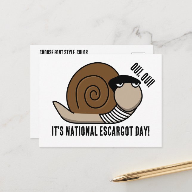 National Escargot Day Postcard (Front/Back In Situ)