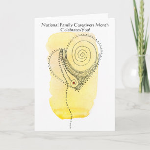 National Family Caregiver Month Yellow Heart Thank You Card