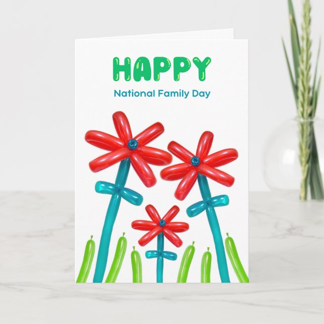 National Family Day Balloon Flowers Card (Front)