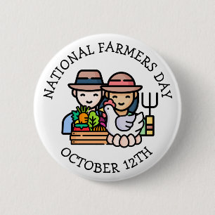 National Farmers Day is October 12th 6 Cm Round Badge