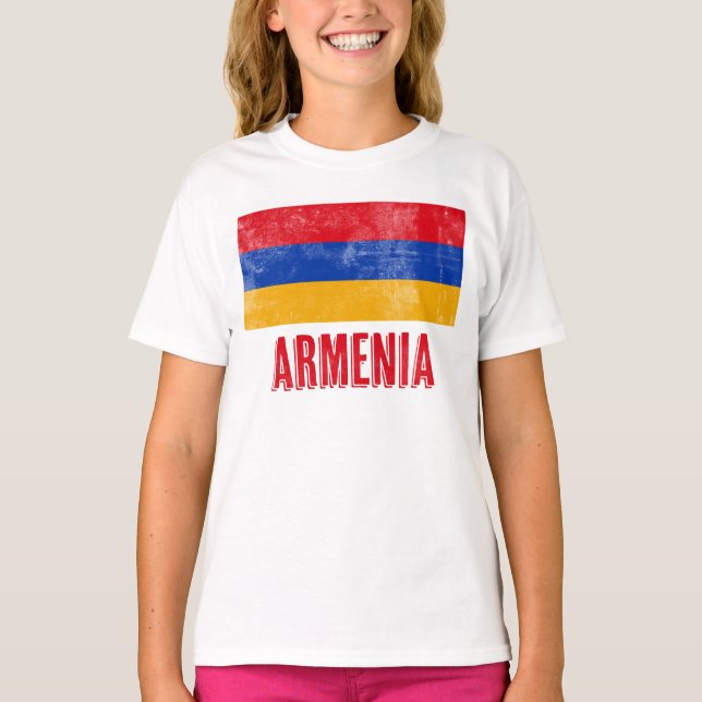 National Flag of Armenia (Grunge Look) T-Shirt (Front)