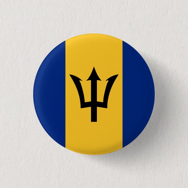 National flag of Barbados 3 Cm Round Badge (Front)