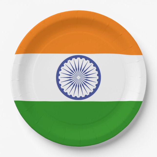 National Flag of India Ashoka Chakra Paper Plate (Front)