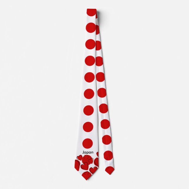 National flag of Japan - Hinomaru, with love sign Tie (Front)