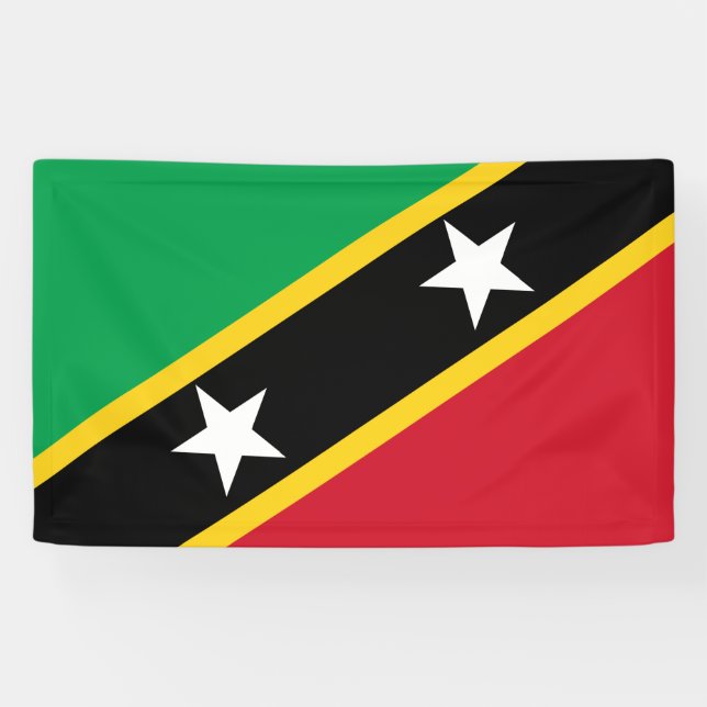 National Flag of Saint Kitts and Nevis (Caribbean) Banner (Horizontal)