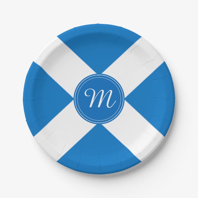National Flag of Scotland St Andrew's Cross Custom Paper Plate (Front)