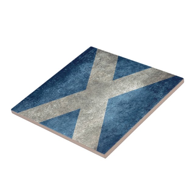 National flag of Scotland - Vintage version Ceramic Tile (Side)