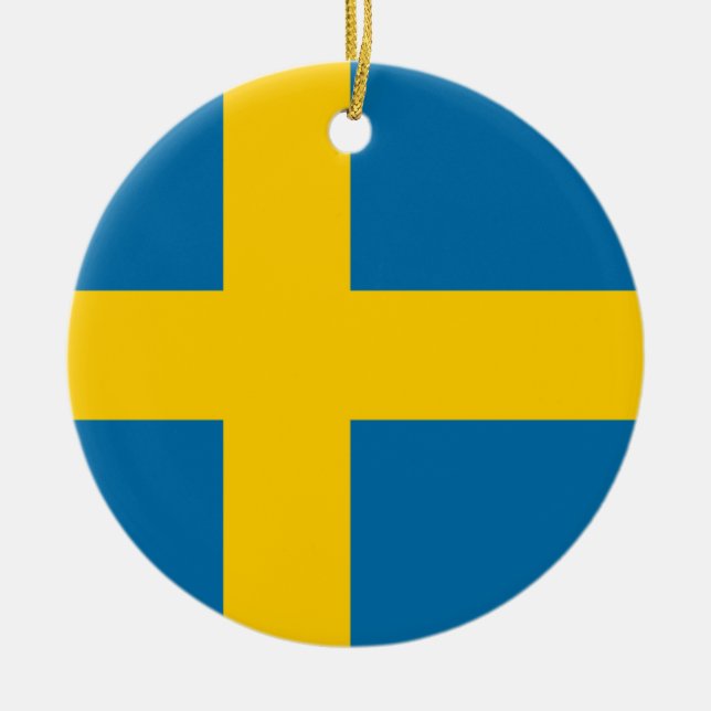 National Flag of Sweden Ceramic Tree Decoration (Front)
