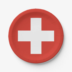 National Flag of Switzerland Paper Plate