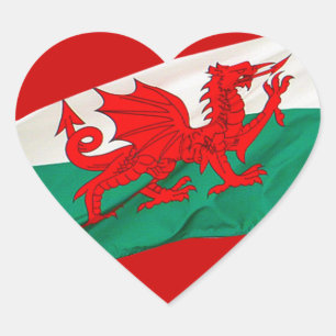 National Flag of Wales, The Red Dragon Patriotic Heart Sticker