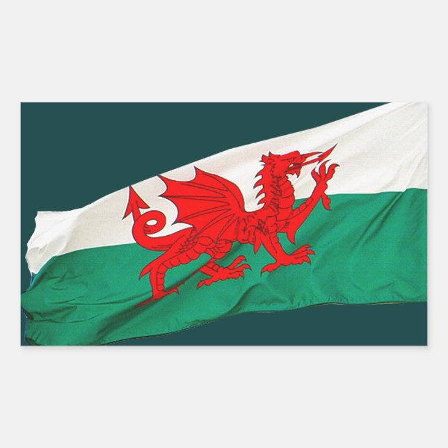 National Flag of Wales, The Red Dragon Patriotic Rectangular Sticker (Front)