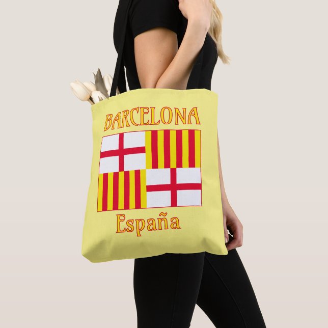 National Flag Red White Yellow Barcelona Patriotic Tote Bag (Close Up)