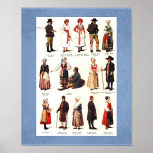 National Folk Costumes of Sweden Poster