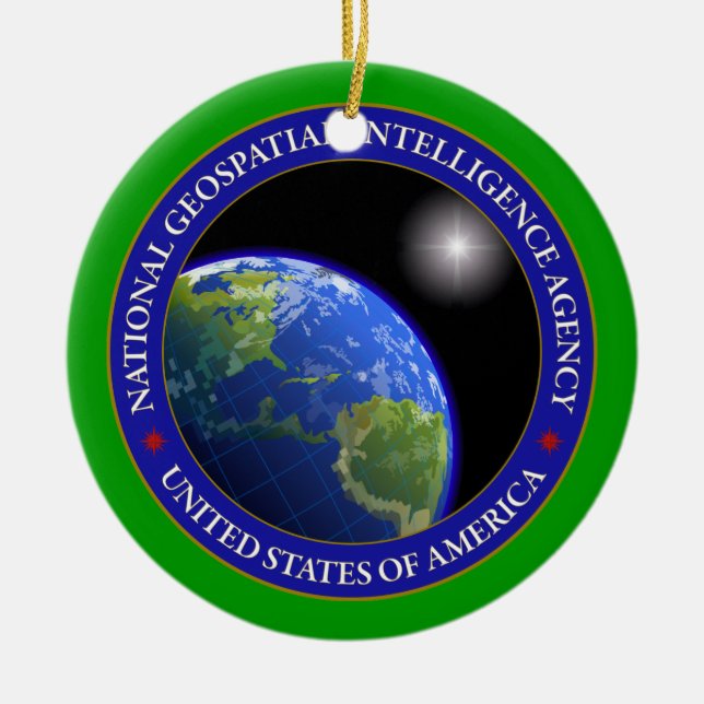 National Geospatial-Intelligence Agency Custom Ceramic Tree Decoration (Front)