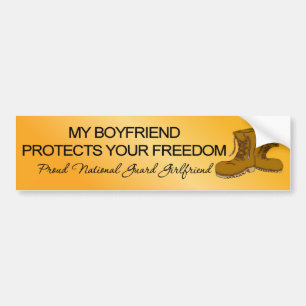 (National Guard) My Boyfriend Protects Your Freedo Bumper Sticker