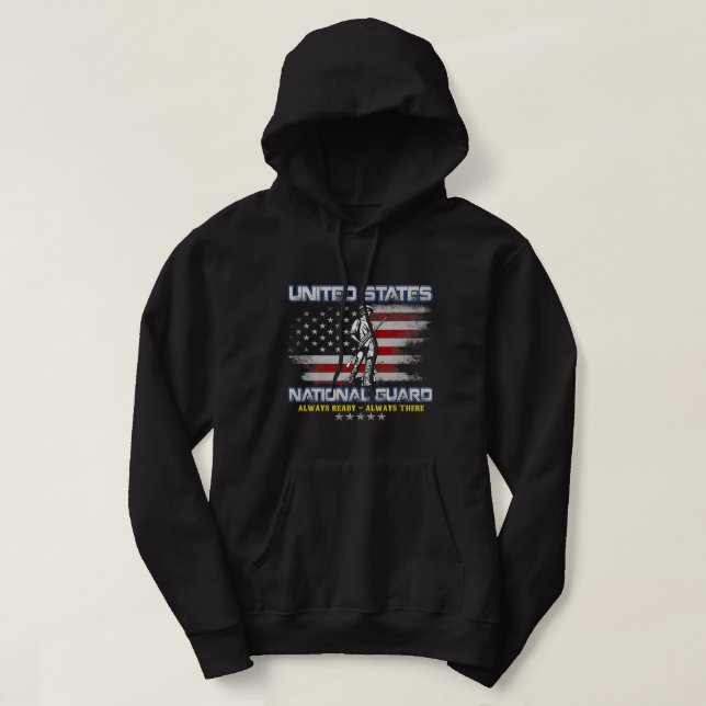 National Guard Veteran Always Ready American Flag  Hoodie (Design Front)