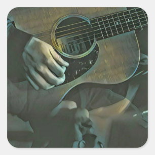 national guitar day gift square sticker