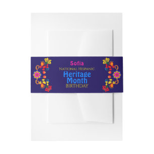 National Hispanic Heritage Birthday Colourful Flor Invitation Belly Band