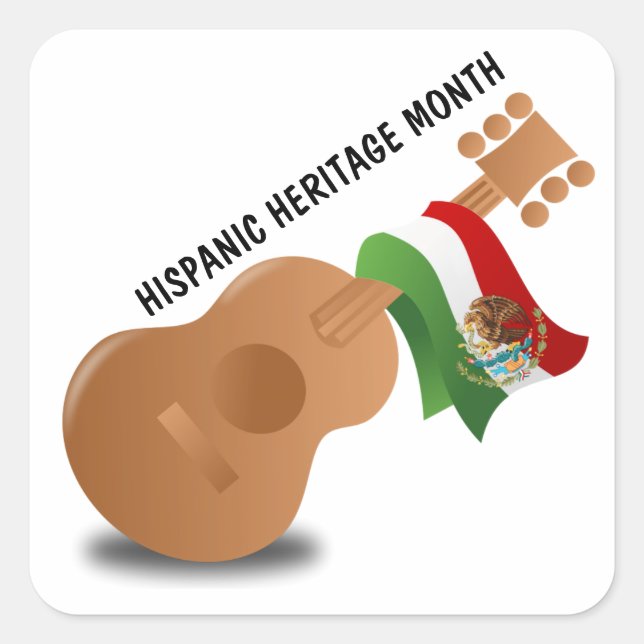 National Hispanic Heritage Month - Guitar Square Sticker (Front)
