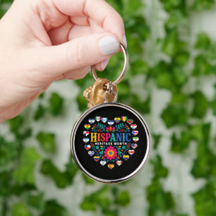 National Hispanic Heritage Month Heart Flags Key Ring