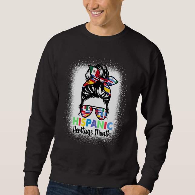 National Hispanic Heritage Month Messy Bun Spanish Sweatshirt (Front)