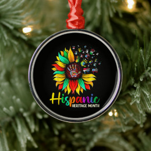 National Hispanic Heritage Month Sunflower Metal Ornament