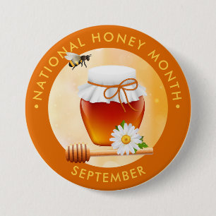 National Honey Month, bee, honey, flower 7.5 Cm Round Badge