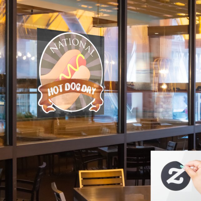 National Hot Dog Day Sign (Restaurant Window)