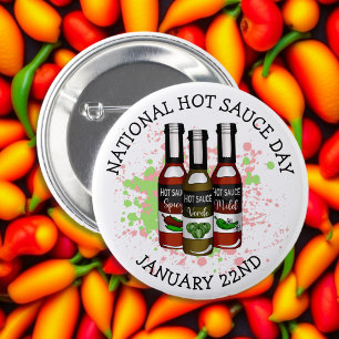 National Hot Sauce Day January 22nd 6 Cm Round Badge