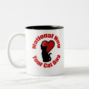 National Hug Your Cat Day Two-Tone Coffee Mug
