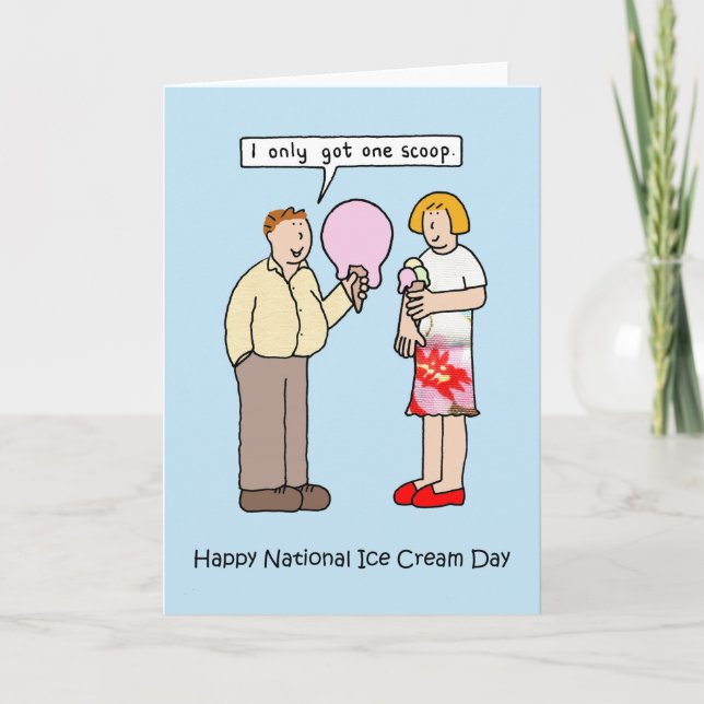 National Ice Cream Day Cartoon July Card (Front)