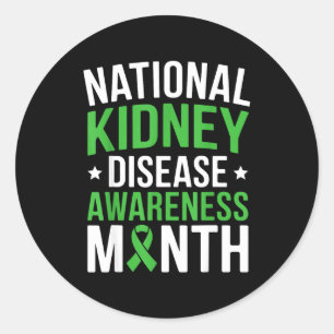 National kidney disease awareness month pkd green classic round sticker