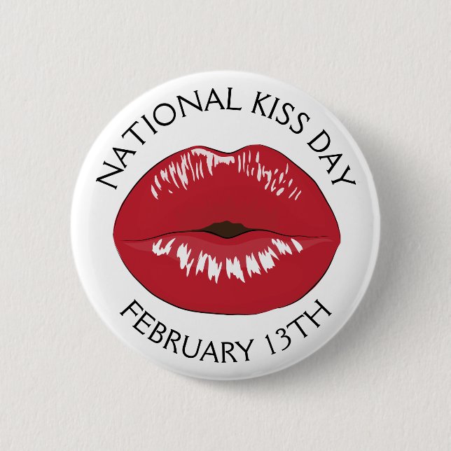 National Kiss Day February 13th Holiday Button (Front)