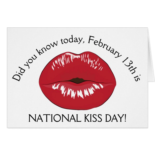 National Kiss Day February 13th Holiday Card (Front Horizontal)
