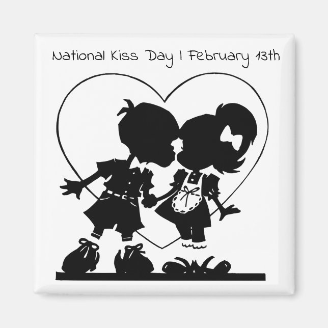National Kiss Day February 13th Holiday Magnet (Front)