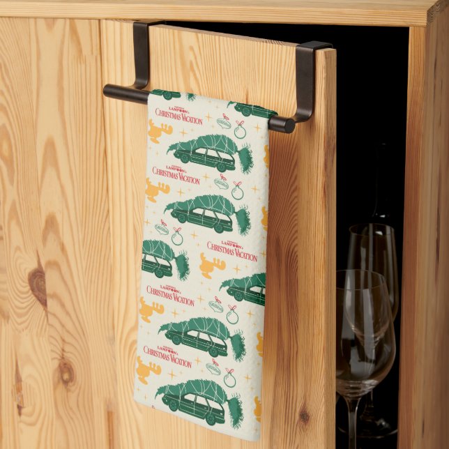 National Lampoon Christmas Tree on Car Pattern Tea Towel (Thirds Fold)