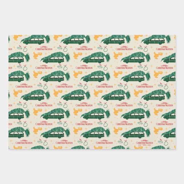 National Lampoon Christmas Tree on Car Pattern Wrapping Paper Sheet (Front)
