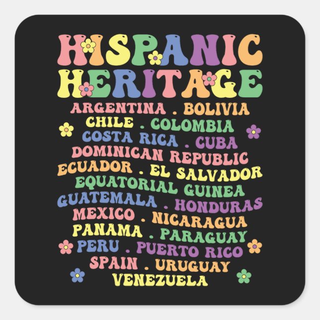 National Latino Countries Hispanic Heritage Month  Square Sticker (Front)