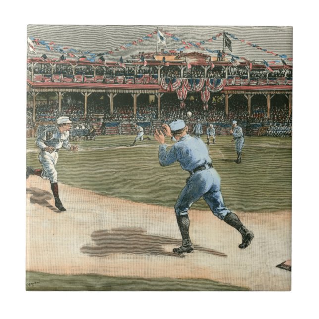 National League Baseball Game 1886 Ceramic Tile (Front)