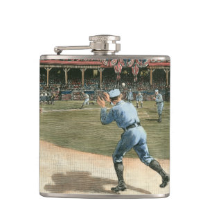 National League Baseball Game 1886 Hip Flask