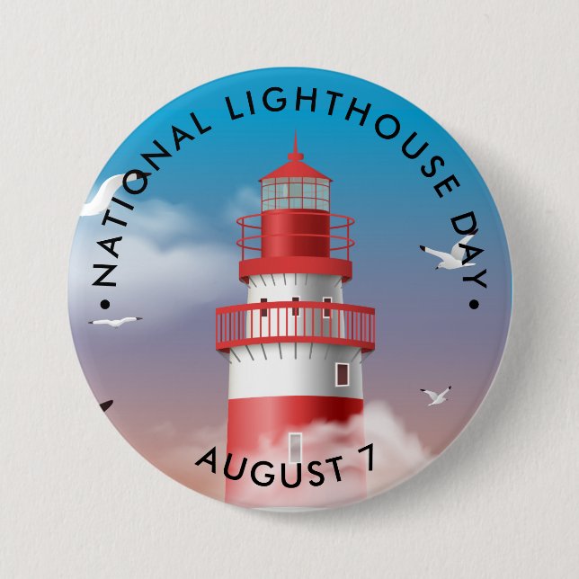 National Lighthouse Day 7.5 Cm Round Badge (Front)