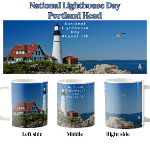 National Lighthouse Day Portland Head Scene Coffee Mug