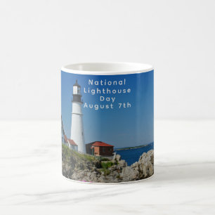 National Lighthouse Day Portland Head Scene Coffee Mug