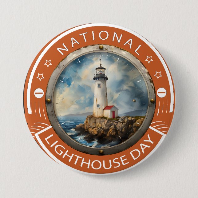 National Lighthouse Day Sign 7.5 Cm Round Badge (Front)