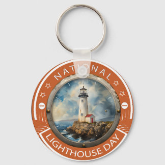 National Lighthouse Day Sign Key Ring