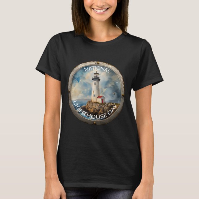 National Lighthouse Day Sign T-Shirt (Front)